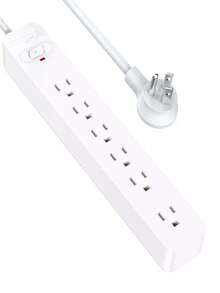 Regleta eléctrica de 6 enchufes con protección contra sobretensiones, supresor de picos y cable de extensión de 1 metro, marca 1 hora. - Tipo de Enchufe A USA (110-127V) - Ver 2