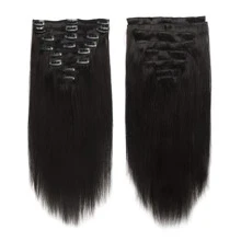 Clip In Hair Extensions Real Human Hair 12-32 Inch Black Clip Ins For Women Remy Clip On Hair Extensions Human Hair 8 Pieces With 18 Clips 120g - Natural Black - Xem 3
