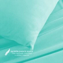 Juego De Sábanas Queen Térmicas Tela Polar Color Liso ideal para el invierno y noches frías - Verde Agua - Ver 5