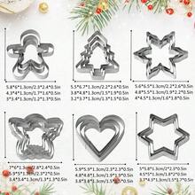 18 件/套，圣诞饼干切割模具套装，不锈钢模具，圣诞面包切割器，圣诞雪花/姜饼人/天使/爱心/六角星/圣诞树，家庭烘焙模具，厨房小工具，实惠商品。圣诞装饰品圣诞装饰圣诞礼物圣诞派对用品 - 銀色 - 查看 3