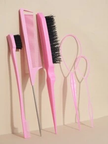 7件套/5件套/1件套美发尾部工具套装，9排尼龙软垫造型刷，带200毫升连续喷雾瓶的环形造型工具套装，边缘控制刷，尾梳，长钢针尖尾梳，精准分缝梳，蓬松梳，梳子，美发工具，美发产品及配件，适用于理发店、美容院、返校季、旅行度假必备，女士美发配件，梳子，解结梳，美发产品，美发工具，美发用品，头发护理，卷发梳，理发师，美发设备，发型，美发，梳子，背梳，造型刷，卷发梳，边缘梳，梳子，梳头发，梳子套装，梳头发，卷发梳，解结梳，女士梳子，头发，旅行，美发产品，美发工具，美发用品，理发师，理发师配件，理发店，美发设备