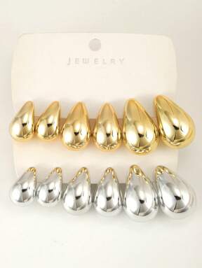 6 pièces-12 pièces Ensemble de boucles d'oreilles à conception de goutte d'eau léger pour le port quotidien des femmes