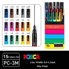 UNI Feutre Acrylique Paint Marker Pen Set NEW PACKAGE PC-1M 3M 5M Water Based Colors Permanent Acrylic Pen Graffiti Art Supplies