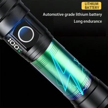 KENSUN 1PC High Power LED Flashlight Powerful Tactical Torch USB Rechargeable Strong Light Lantern Waterproof Digital Display Long Range Lamp For Hiking Camping Fishing Running Work Car Outdoor Emergency Self Defense - Black - View 5