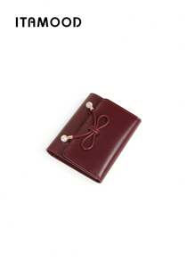 ITAMOOD Quiet Luxury Genuine Split Two Layer Cowhide Leather Designer RFID Blocking Pearls Decor Burgundy Purse For Teacher Gifts Mini Wallet Purse Wallet Men Wallet Leather Small Wallet Cute Wallet For Women Wallet - Multicolor - View 7
