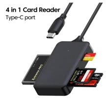 Lector de tarjetas 4 en 1 USB/Tipo-C: lector de tarjetas SD, Micro SD, TF, CF, MS para portátil, teléfono, cámara, adaptador OTG de alta velocidad - Negro - Ver 7