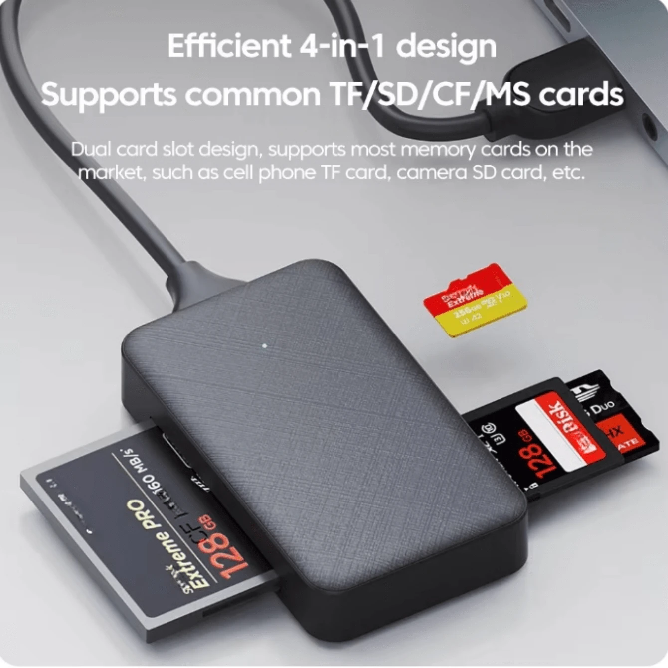 4In1 USB/TypeC Card Reader SD, Micro SD, TF, CF, MS Memory Card