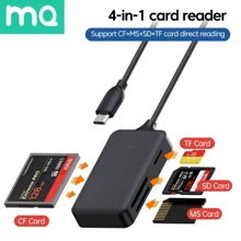 Lector de tarjetas 4 en 1 USB/Tipo-C: lector de tarjetas SD, Micro SD, TF, CF, MS para portátil, teléfono, cámara, adaptador OTG de alta velocidad - Negro - Ver 1