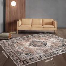 1 tấm thảm trải sàn in họa tiết Bohemian phong cách cổ điển Mỹ màu hồng san hô & đen làm từ polyester giả cashmere mềm mại chống trượt có thể giặt được cho phòng khách, phòng ngủ, hành lang, phòng ăn - Màu Hồng  San hô - Xem 10