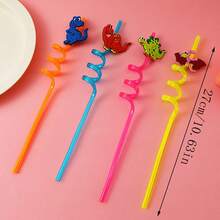 4 件装酒吧派对吸管，创意形状健康塑料饮用吸管玩具圣诞礼物 - 多色 - 查看 7