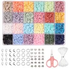 1000 件/2400 件/4800 件聚合物粘土珠子手链制作套件，48 色友谊手链珠子，软陶粘土珠子配珠宝制作吊坠，适用于 DIY 工艺品、礼品和珠宝制作