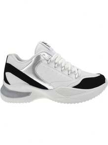 Loris Shoes Oficial Tênis Chunky Sneaker Feminino Academia Confortável Solado Macio Fitness Caminhada 22490 - Preto e Branco - Visão 3
