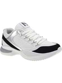 Loris Shoes Oficial Tênis Chunky Sneaker Feminino Academia Confortável Solado Macio Fitness Caminhada 22490 - Preto e Branco - Visão 1