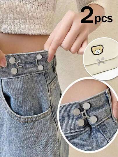 2 pièces Ensemble de broches pour femmes, broches pour resserrer la taille, sans clou, fermoir en alliage réglable pour pantalons, jeans. Accessoire vestimentaire sans couture pour resserrer la taille. Cadeau, sac de présentation, fournitures scolaires, cadeaux pour enseignants, accessoires pour enseignants, rentrée scolaire.