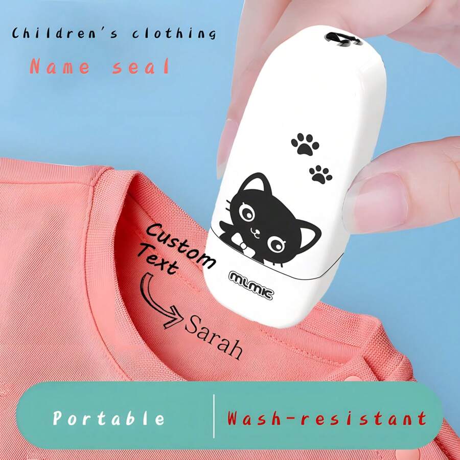 Con dấu tên tùy chỉnh, Thiết kế hoạt hình dễ thương cho quần áo, Đồng phục học sinh và đồ dùng cá nhân, Có thể giặt được khi quay lại trường - Màu xanh lam - Xem 1