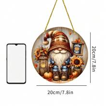 1/2 件 2D 亚克力平面快乐秋季侏儒标志，多用途墙面装饰，适用于庭院、花园、厨房、酒吧、门廊 - 彩色 - 查看 6