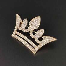 Men's Luxury Micro-Inlaid Zirconia Crown Brooch Pin, Shirt Collar Suit Accessory Boutonniere, Christmas, New Year, Valentine's Day, Holiday Gift - Gold - View 4