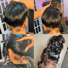 bling hair 360 Straight Full Lace Front Wigs Human Hair With Baby Hair 4x4 Straight Lace Closure Wigs Human Hair 200% Density Bleached Knots Pre Plucked Glueless Headband Wigs - Natural Black - 查看 2