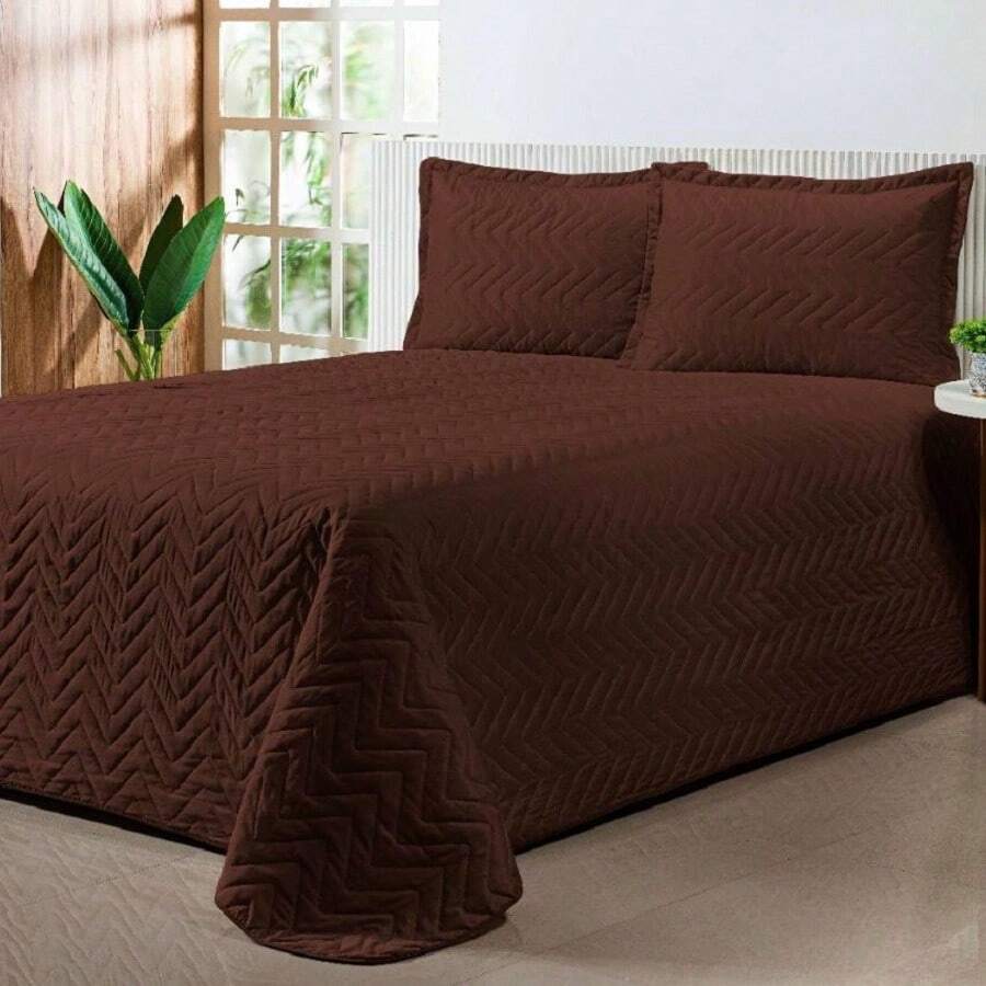 Standard Double Bedspread With Pillowcases - Rỉ Nâu - Xem 1