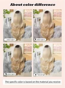 The New 26-Inch Fashion Brown Hair Roots Gradual Blonde Long Hair With Large Waves And Curly Bangs High Temperature Synthetic Woven Chemical Fiber Wig Suitable For Girls Holiday Family Party Role Play Daily Wear - Blonde Ombre - View 9