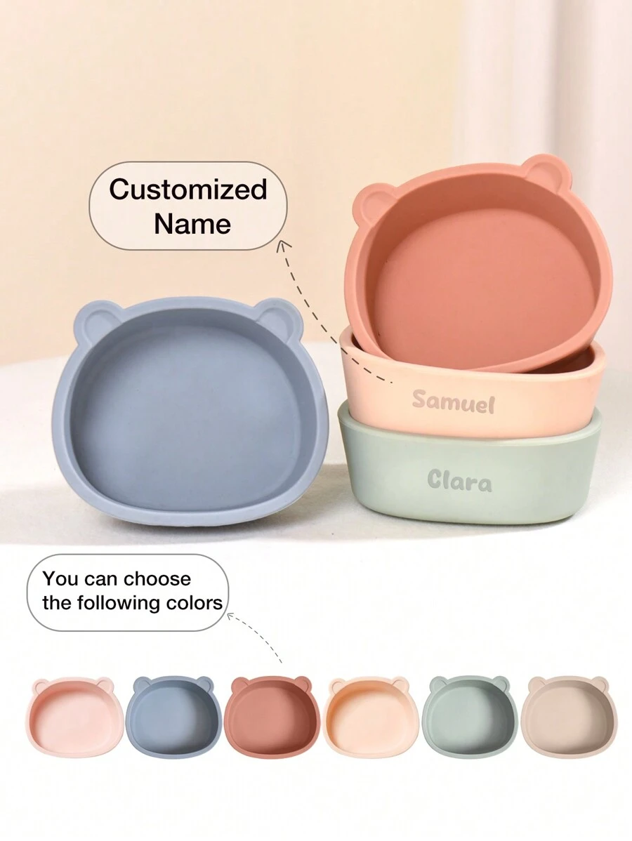 1 chiếc bát silicon tùy chỉnh cho bé, bát mềm chống trượt chống bỏng dễ vệ sinh cho trẻ mới biết đi, tiệc mừng em bé, trang trí gia đình, quà tặng đêm đông, quà tặng trở lại trường, ý tưởng quà tặng mùa đông cho bé trai, bé gái, ngày lễ tình nhân - Màu Tím - Xem 1