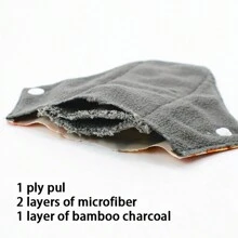 10Pcs Sanitary Pads Washable Menstrual Pads Charcoal Bamboo Liner Regular Flow Cloth /Reusable Sanitary Pads/Mama Panty Liners M Size Random Color