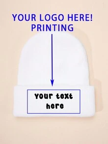 1 件定制印花字母儿童针织无檐便帽，可调节，休闲帽，适合春秋季旅行海滩，防晒，返校冬季礼物创意男孩女孩情人节