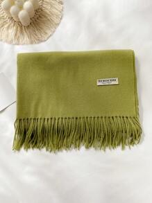 1 件女士羊绒混纺纯色长款流苏围巾，时尚披肩，适合秋冬季 - 彩色 - 查看 17