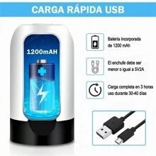 Dispensador de agua eléctrico, bomba de agua automática recargable por USB, adecuado para botellas estándar de 2 a 5 galones, mini dispensador de agua portátil para exteriores/hogar
