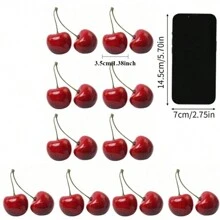 20 pièces Simulation de cerise de fruit, accessoires de décoration de fruit de cerise réaliste, convient pour la décoration de bureau à la maison, décoration de fête de fruits de cuisine, accessoires de décoration de gâteau de fête d'anniversaire, décoration de scène de mariage