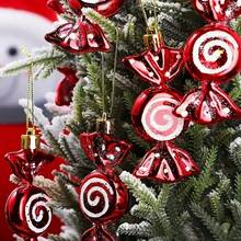 6 đồ trang trí kẹo mạ đỏ có dây, đồ trang trí kẹo Giáng sinh cho trang trí tiệc Giáng sinh, đồ trang trí treo trang trí nhà kẹo đỏ cho Giáng sinh, Halloween, vòng hoa Lễ Tạ ơn, Giáng sinh - Nhiều màu - Xem 2