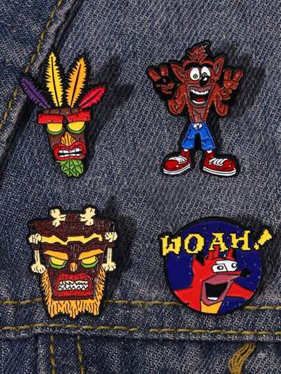 1PC&2pcs&4pcs Anime Game Enamel Pin Cartoon Animal Wolf Character Brooch Badge Metal Lapel Backpack Sweater Accessories Jewelry Gifts