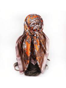 1 件卷轴印花 90 围巾，头巾时尚头巾头巾、发带、新款春秋女士头巾、多功能腰带/包包装饰、时尚头巾、围巾、披肩服装配饰头巾、发带、头带非常适合装扮您的万圣节 - 藍色 - 查看 13