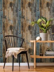1 Roll Of Retro White Brown Khaki Beige Wood Grain Solid Wood Board Pattern Imitation Wood Grain Wallpaper Suitable For Home Decoration, Kitchen Cabinets, Tables And Chairs, Room Backgrounds, Home Renovation, DIY, Waterproof, Stain Resistant, Easy To Clean, Self-Adhesive, Peel And Paste Wallpaper Wall Stickers - Multicolor - View 18