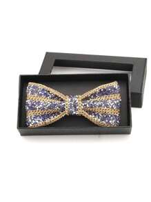 1 pieza Pajarita de cadena de metal con efecto de cristal y patrón de escama de reptil brillante de ABS, accesorio para fiesta/boda/vestimenta formal