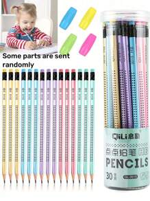 24PCS HB Pencils, Macaron Pencils With Eraser, Drawing And Writing Pencils With 2 Sharpeners(Random Color), Suitable For Writing, Drawing And Sketching,School And Office Supplies - Multicolor - View 1