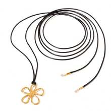 Uworld 1 Cặp Dây chuyền hoa bằng thép không gỉ mạ vàng 18K, thiết kế hình hoa, dây thừng sáp đen, hoa tai, bộ trang sức phổ biến dành cho phụ nữ để đeo hàng ngày - vòng cổ - Xem 12