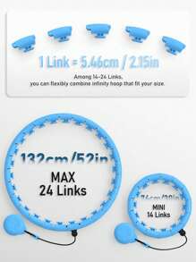 Jloibao可拆式腰部加重呼拉圈,帶有24個環（52英寸）,適用於成年人減重,搭配精美可愛的加重球,適用於女性智能運動健身設備（藍色） - 藍色 - 查看 2