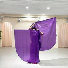 肚皮舞道具渐变半圆旗彩色纱巾配伸缩棍半圆崇拜天使翅膀旗肚皮舞舞台表演配件 - 彩色 - 查看 3