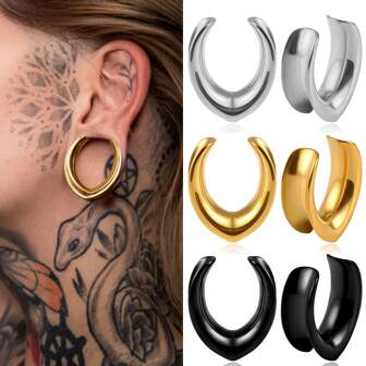 2PCS Saddle Ear Tunnels Plugs Piercing Expander Stretchers Stainless Steel Fashion Body Jewelry Earrings Gift