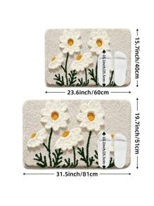 1PC- Flower White Bath Mat, Cute Bathroom Rug, Ultra Soft Microfiber Bathroom Runner, Anti Slip TPR Backing House Mat, Machine Washable, Living Room, Vanity, Bathtub, Shower, Sink-Bathroom Decor Floor Carpet Outdoor Rug Door Mat Fall Decor Bathroom Accessories Back To School