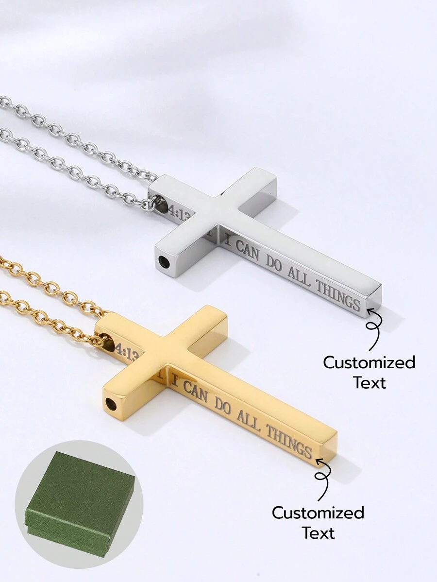 1 chiếc vòng cổ thánh giá mới có lỗ bên hông để thở, thiền và giảm căng thẳng bằng thép không gỉ, trang sức bằng thép không gỉ mạ vàng 18k, hộp quà tặng cao cấp tinh tế, dành cho bạn bè, gia đình, người thân yêu, cặp đôi, quà tặng ngày lễ - Bạc - Xem 1