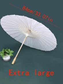 1pc Handpainted Umbrella, Blank Oiled Paper Umbrella, Wedding Umbrella - White - View 4