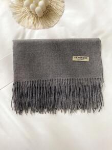 1 件女士羊绒混纺纯色长款流苏围巾，时尚披肩，适合秋冬季 - 彩色 - 查看 19