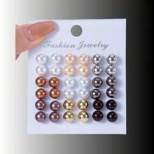 18pairs New Coated Colorful Ball Stud Earring Set - Colorful - View 2