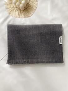 1pc Faux Cashmere Solid Color Short Tassel Scarf For Women, Fashionable Shawl Wrap Warm Neck Scarf, Suitable For Fall/Winter Accessories Women