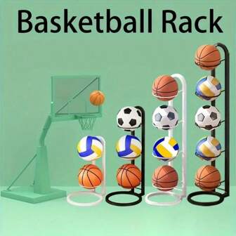 New 5-Tier Metal Ball Rack, Fit For Basketball, Football, Volleyball - Multifunctional Sports Equipment Rack For Home And Gym - Great Gift For Valentine, Halloween, Christmas, New Year