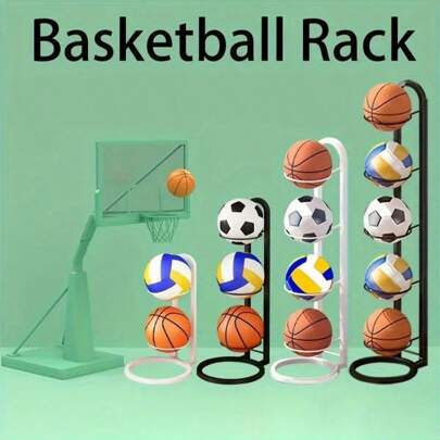全新 5 层金属球架，适合篮球、足球、排球 - 适合家庭和健身房的多功能运动器材架 - 情人节、万圣节、圣诞节、新年的绝佳礼物