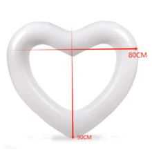 1pc White Heart Shaped Inflatable PVC Floating Pool Float - White - View 5
