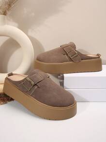 女式加大码美国 5-10 春秋季新款包头一脚蹬厚底穆勒鞋卡其色舒适时尚高端简约厚底休闲鞋 - 卡其色 - 查看 6